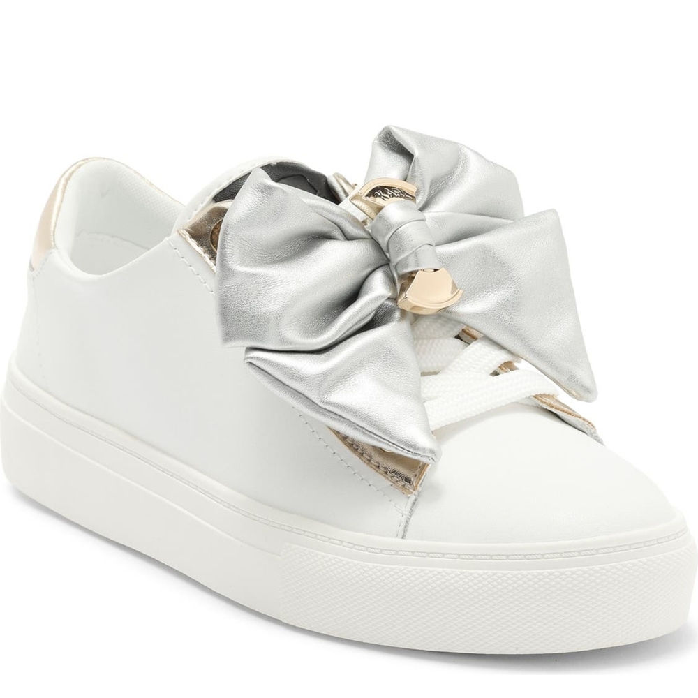 Karl Lagerfeld White and Silver Bow Sneakers - Picture 2 of 13